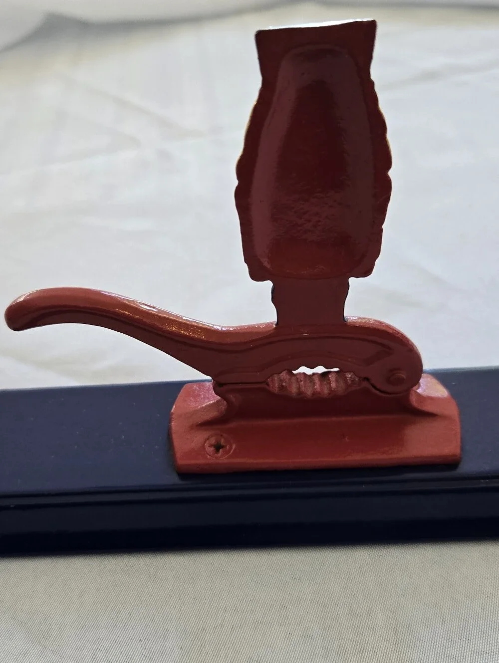 Vintage Houston Harvest Cast Iron Soldier Nutcracker Wood Base 2006